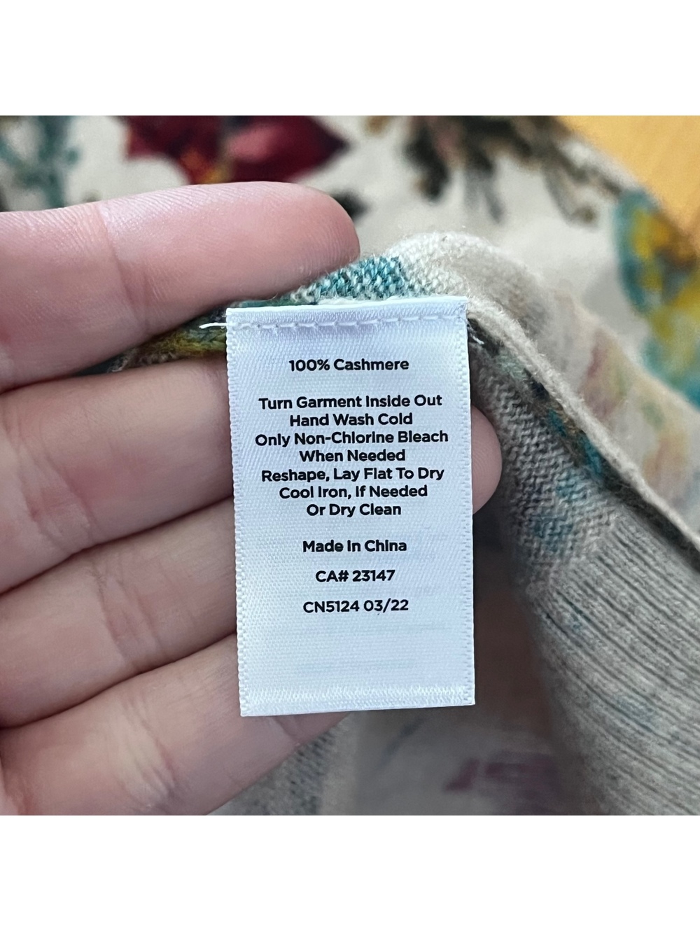 Talbots Petite Large Pure Cashmere Floral Sweater - Picture 3 of 4